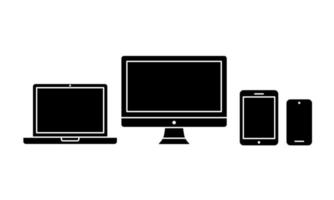 siluett av elektronisk enhet Ikonuppsättning. lämplig för datorenhets ekosystem, bärbar dator och smartphone teknik banner element. vektor