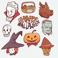 Halloween-Pack-Illustrationsobjekt vektor