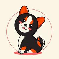 söt svart orange corgi hund vektor illustration pro nedladdning