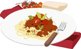 serveringsrätter pasta bolognese vektor
