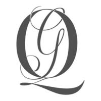 qg, gq, monogram logotyp. kalligrafiska signatur ikon. bröllop logotyp monogram. modern monogram symbol. par logotyp för bröllop vektor