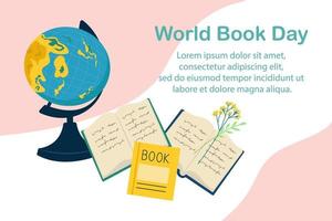 Banner, Globus und Bücher zum Weltwissenstag, Vektorillustration vektor