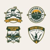 set vektor handgezeichnetes jagdclub-logo-label-abzeichen