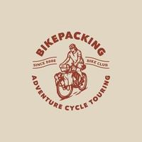 handgezeichnetes Downhill-Abenteuer-Mountainbike-Logo-Label-Abzeichen vektor