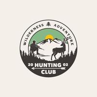 handgezeichnetes jagdclub-logo-label-abzeichen vektor