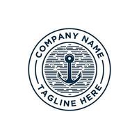 Marine-Retro-Embleme mit Anker-Logo vektor