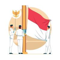 paskibra pengibar bendera merah putih vektor