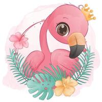 bedårande liten flamingo illustration vektor