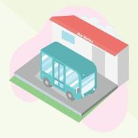 3D-buss i en busstation vektor