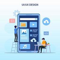 ui ux designkoncept, skapar en applikationsdesign, innehåll och textplats, vektorillustration vektor