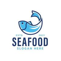 fisk logotyp mall lämplig för företag och produktnamn. denna eleganta logotypdesign kan användas för olika ändamål för ett företag, produkt, tjänst eller för alla dina idéer. vektor