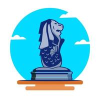 platt design merlion, singapore, vektorillustration vektor