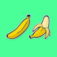 grundläggande rgb tecknad bananskal bananer gula frukter tropiska frukter isolerade vektorillustration vektor