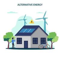 alternativ energi vektor. smarthus energiapp, solpanelsbutik och laddstationskarta vektor
