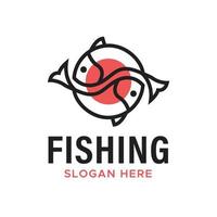 Fisch-Logo-Vorlage geeignet für Unternehmen und Produktnamen. Dieses stilvolle Logo-Design kann für verschiedene Zwecke für ein Unternehmen, ein Produkt, eine Dienstleistung oder für alle Ihre Ideen verwendet werden. vektor