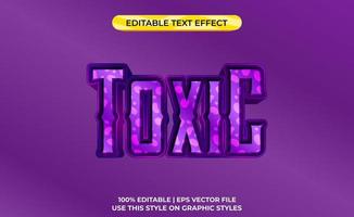 giftiger 3d-text mit lila giftthema. Typografievorlage für toxisches Tittle-Spiel oder Film.