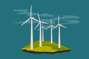 Windräder. Konzept zur Gewinnung sauberer elektrischer Energie aus erneuerbaren Quellen. vektor