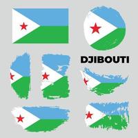 uppsättning djibouti flaggan på isolerade bakgrund vektor