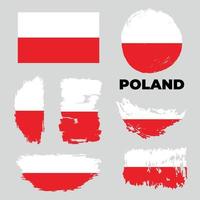 Grunge-Polen-Flaggen gesetzt. Vektorgrafik auf Lager isoliert auf weißem Hintergrund. vektor