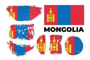 borsta flaggan av mongoliet land. glad självständighetsdagen av mongoliet med grungy flagga bakgrund. vektor illustration