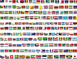 Flaggen der Welt. Weltflaggen-Vektorillustration. rechteckiges Design. quadratische Gestaltung. Vektor-Illustration-Lagersatz vektor
