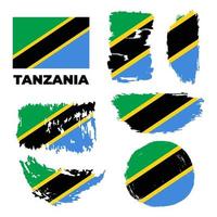 tanzanias nationella flagga skapad i grunge stil. vektor illustration