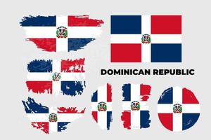 unabhängigkeitstag des dominikanischen republiklandes. abstrakte Flagge in Form eines Pinselstrichs mit glänzend farbigem Hintergrund. Vektor-Illustration vektor