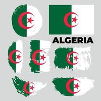 vektor texturerad grunge illustration av en vajande flagga i Algeriet.