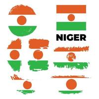 Grunge-Stil-Flagge von Niger auf einem transparenten Hintergrund. vektor