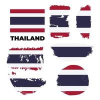 thailändische nationalflagge, offizielle flagge von thailand genaue farben, wahre farbe. Vektor-Illustration Grunge-Pinselstrich-Set. vektor