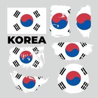 pinselstil farbe flagge von südkorea flagge, die weiße farbe mit taegeuk und schwarzen trigrammen. mit Namenstext Südkorea. Vektor-Illustration vektor