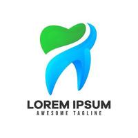 dental logotyp. den moderna tandklinikens logotyp är lämplig för en tandvårdsklinik, sjukvård eller medicinsk. vektor illustration i färgglad stil