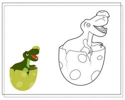målarbok för barn, söt tecknad dinosaurie vektor