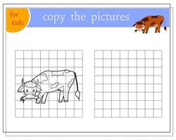 kopiera bilden, pedagogiska spel för barn, tecknad ko. vektor