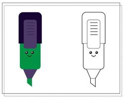 Malbuch für Kinder. Färben Sie einen niedlichen Cartoon-Marker basierend auf dem Muster vektor