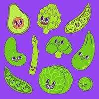 handritad trendiga tecknade grönsaker, vektorillustration vektor