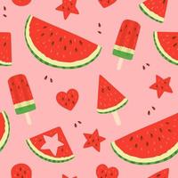 vattenmelon sommar sömlösa mönster, platt design vektorillustration vektor