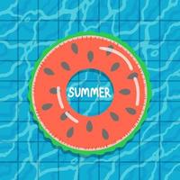 hallo sommerbanner-vektorillustration, gummiring, der auf wasser im schwimmbad schwimmt vektor