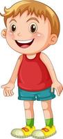 glücklicher kleiner Junge Zeichentrickfigur stehend vektor
