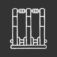 Kreidesymbol für Cricketstümpfe. Cricket-Tor. Tor im Spiel. drei vertikale Pfosten mit Bügeln. Sportspielgeräte. Schläger- und Ballmannschaftsspiel. sportliche Aktivität. isolierte vektortafelillustration vektor