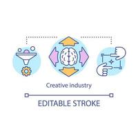 kreativ industri koncept ikon. ny uppfinning av affärslösningar. begåvad arbetare. projektledning. produktiv sinne idé tunn linje illustration. vektor isolerade konturritning. redigerbar linje