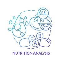 näringsanalys blå gradient koncept ikon. mat testning abstrakt idé tunn linje illustration. kostinnehåll. vitaminer och mineraler. isolerade konturritning. otaliga pro-bold teckensnitt som används vektor