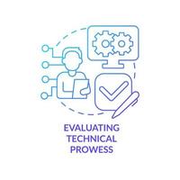 Symbol für das blaue Farbverlaufskonzept zur Bewertung der technischen Fähigkeiten. Beschäftigung digitale Technologie. hr-fähigkeiten abstrakte idee dünne linie illustration. isolierte Umrisszeichnung. Unzählige pro-fette Schriftarten werden verwendet vektor