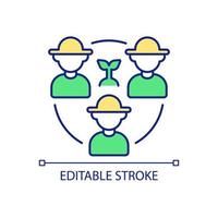 farmers community rgb färgikon. odling av växter av jordbruksföretag. ekologisk jordbruksindustri. isolerade vektor illustration. enkel fylld linjeteckning. redigerbar linje. arial teckensnitt som används