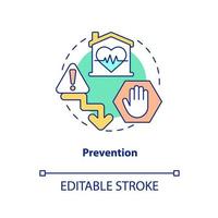 Symbol für Präventionskonzept. Patientenzustand unterstützen. palliativpflegestadium abstrakte idee dünne linie illustration. isolierte Umrisszeichnung. editierbarer Strich. Arial, unzählige pro-fette Schriftarten verwendet vektor