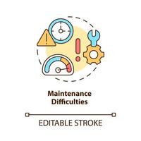 Symbol für das Konzept der Wartungsschwierigkeiten. ländliche Elektrifizierungshindernisse abstrakte Idee dünne Linie Illustration. isolierte Umrisszeichnung. editierbarer Strich. Roboto-Medium, unzählige pro-fette Schriftarten verwendet vektor