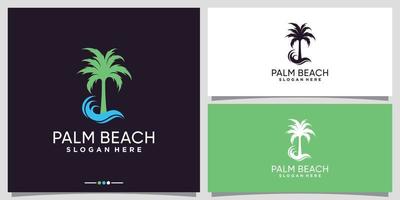 Palmen- und Strand-Logo-Design mit kreativem Konzept-Premium-Vektor vektor