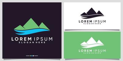 berg och flod logotyp design med kreativa koncept premium vektor