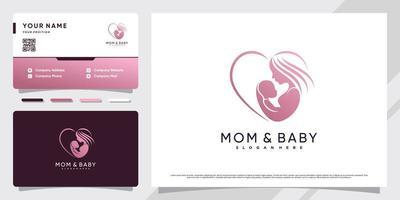 Mama- und Baby-Logo mit einzigartigem Liebeskonzept und Premium-Vektor für Visitenkartendesign vektor