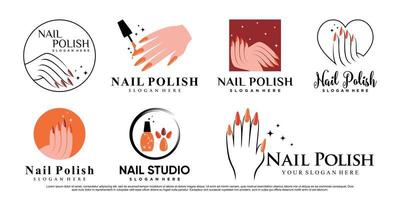 Nagellack-Icon-Set-Logo-Design-Vorlage mit kreativem Element-Premium-Vektor vektor